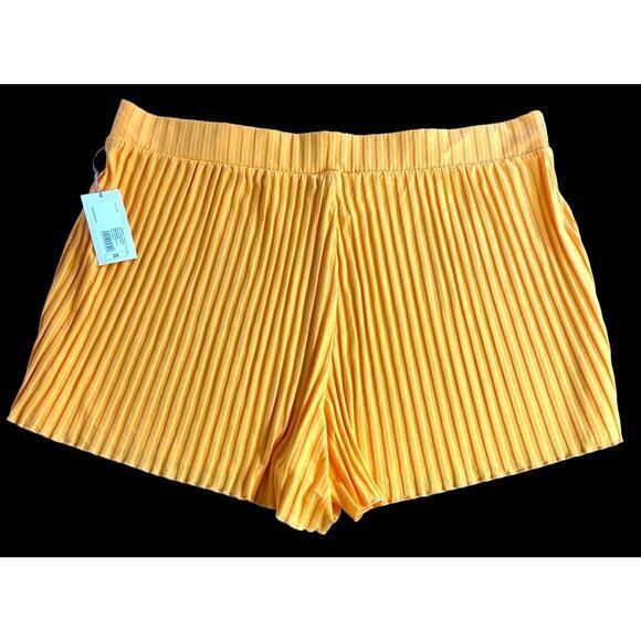 A New Day Stretch Elastic Waist Orange Pleated Ruffle Midi Shorts Size 3X NWT - Picture 7 of 9